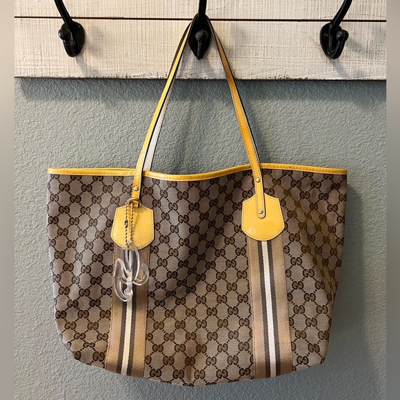 GUCCI GG Monogram Web Jolie Tote with charm Authentic - Picture 7 of 16